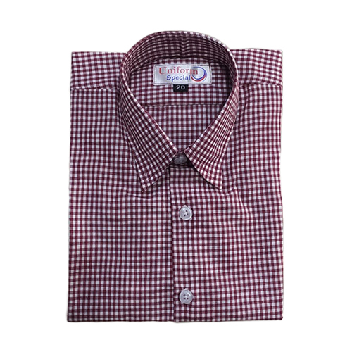 Boys Check Pink School Shirt - Cotton, Customized Size, Pink & White Check Pattern | Breathable, Washable, Stylish Design For Young Students