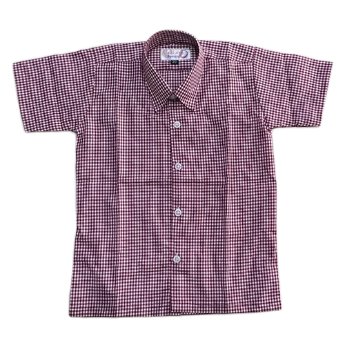 Boys Check Pink School Shirt - Cotton, Customized Size, Pink & White Check Pattern | Breathable, Washable, Stylish Design For Young Students