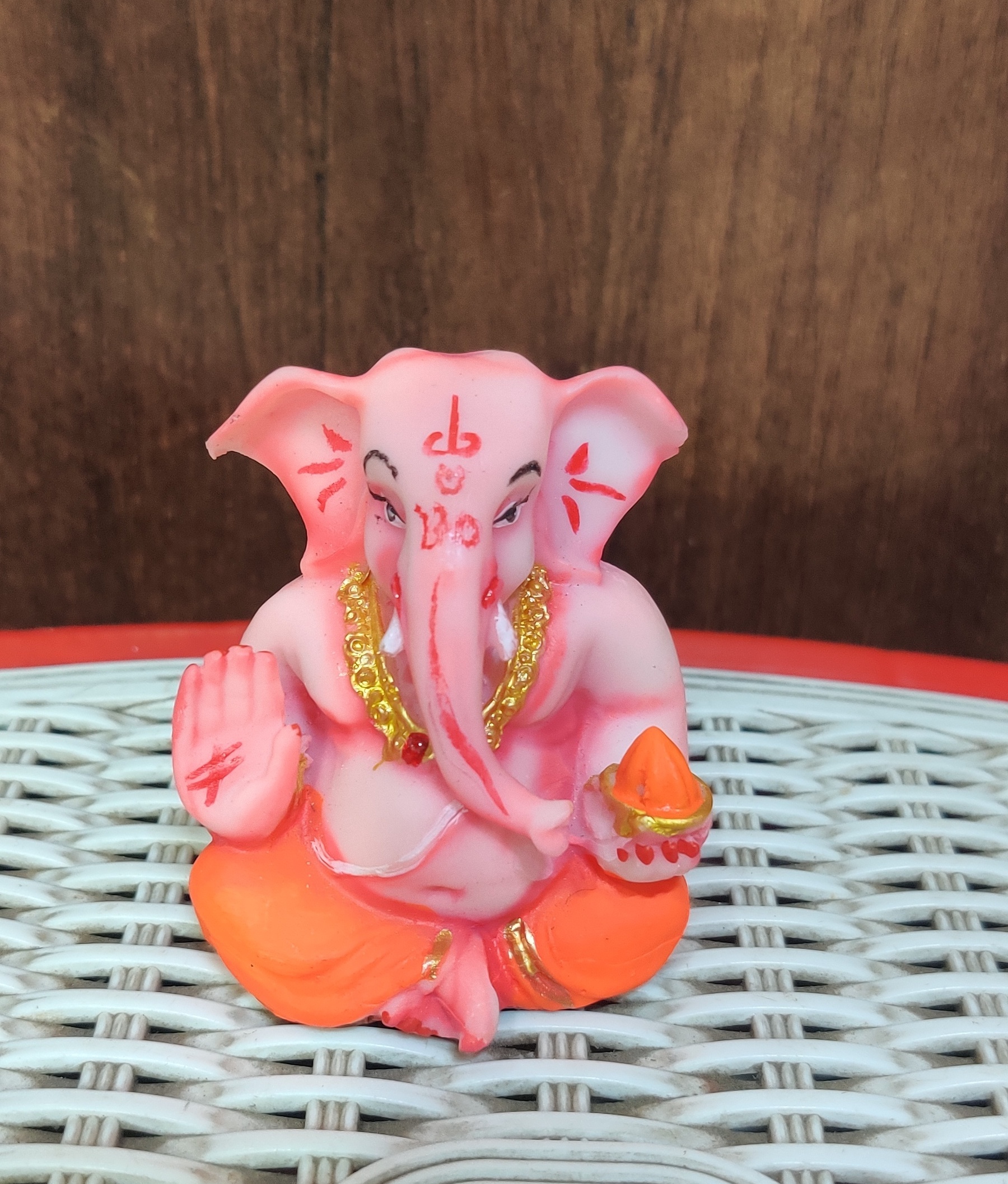 Lord Ganesh Idol - Polyresin Showpiece, 4 Inch Size For Pooja Decoration And Car Dashboard | Religious Theme, Indian Regional Style