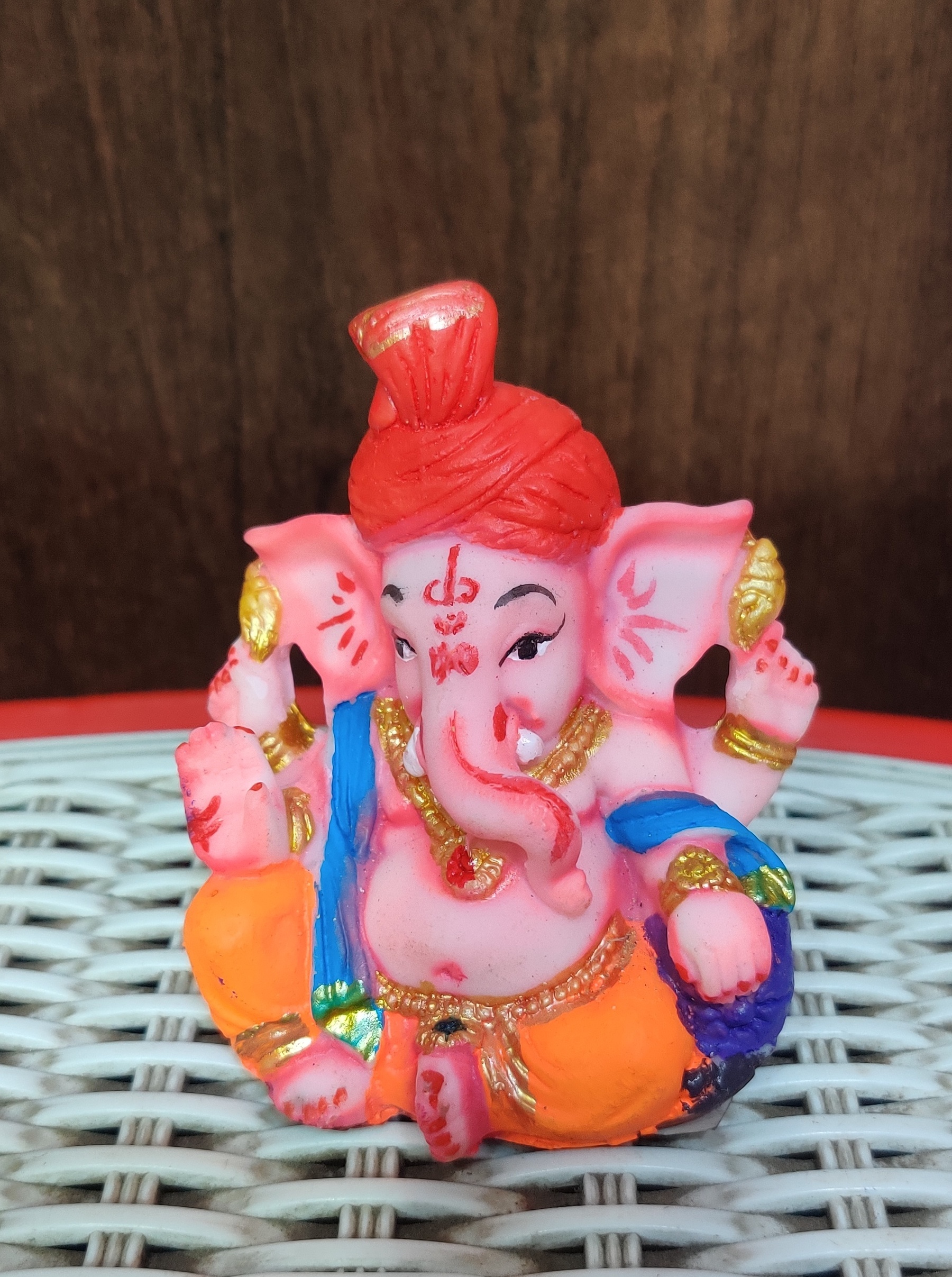 Ganesh Decorative Sculpture - 4 Inch Resin Idol , Decorative Piece For Home Pooja Room, Religious Theme, Small Ganesh Idol For Spiritual Decor
