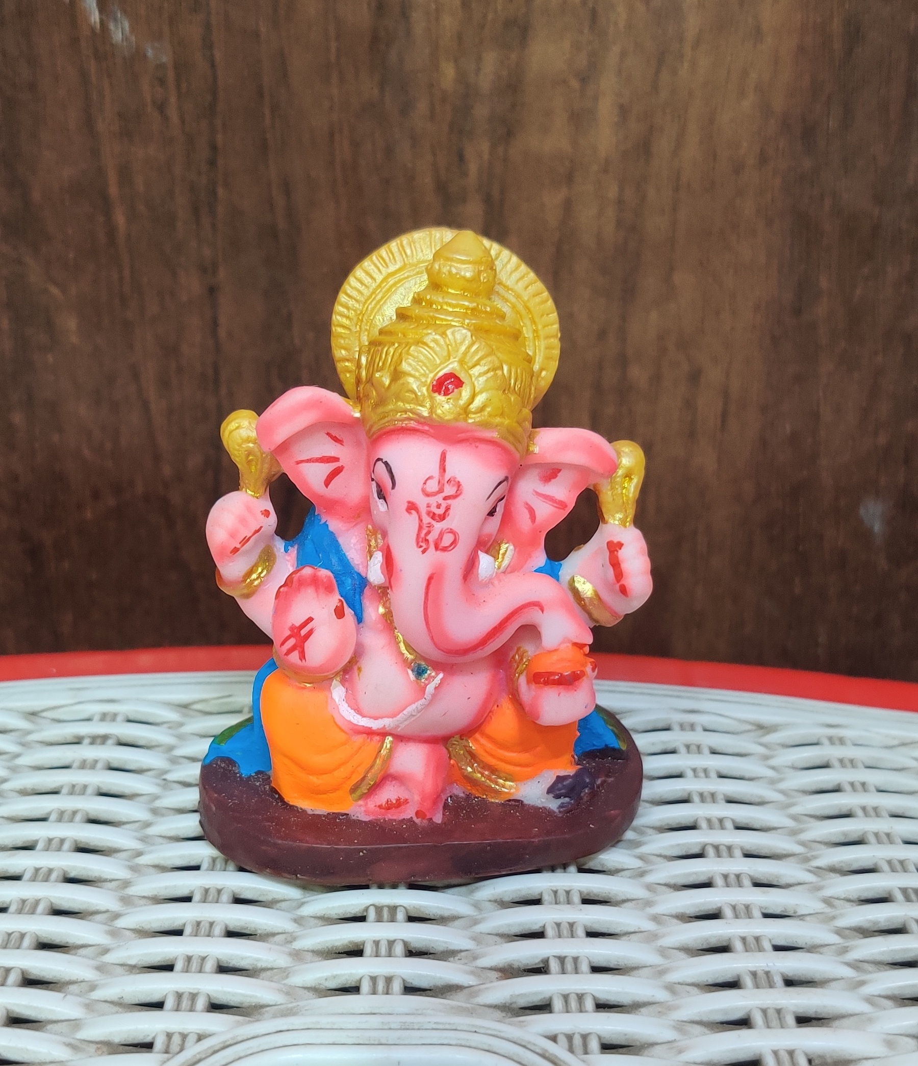 Ganesh Decorative Sculpture - 4 Inch Resin Idol , Decorative Piece For Home Pooja Room, Religious Theme, Small Ganesh Idol For Spiritual Decor