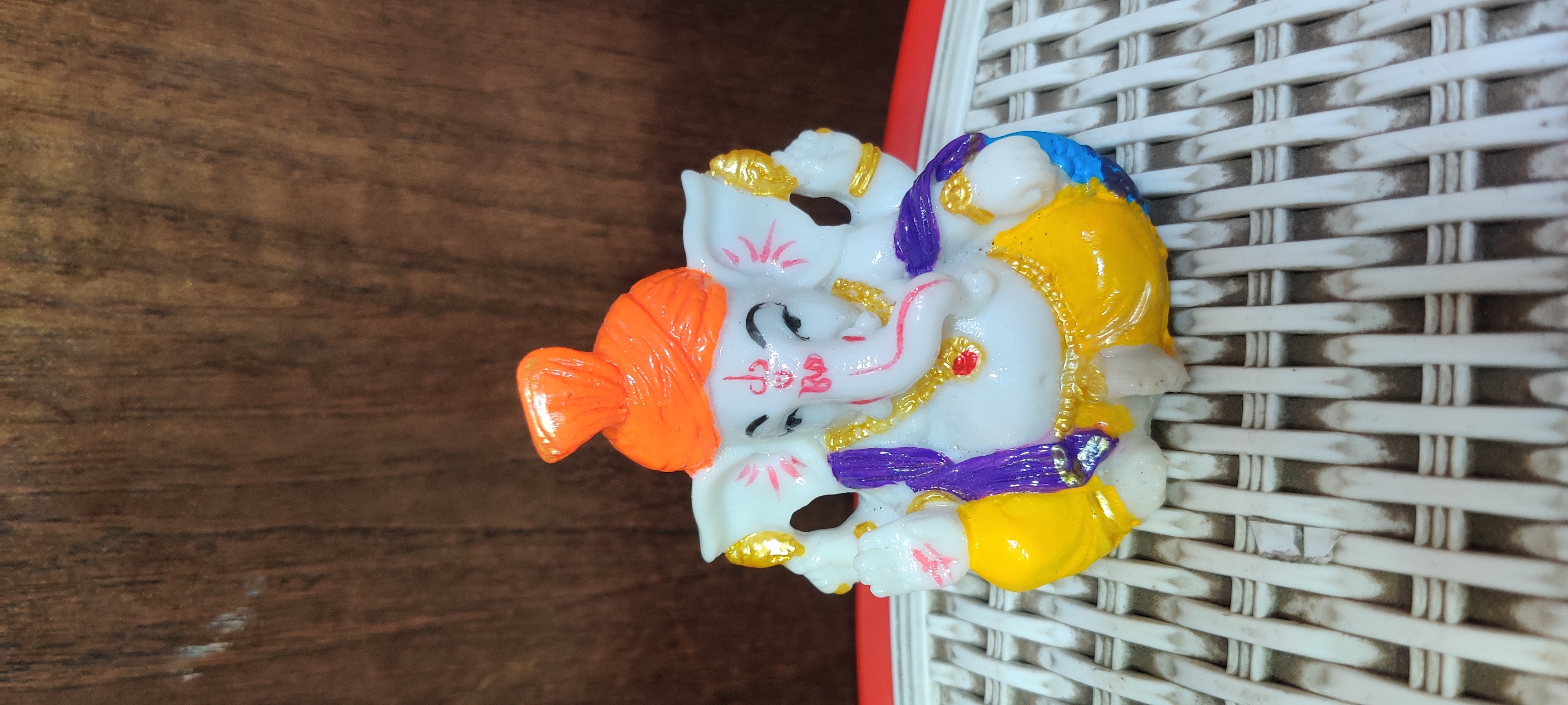 Ganesh Ji Idol - Resin Material, Small Size For Home Decor | Handmade, Religious Indian Style, Perfect For Pooja And Car Dashboard Decoration
