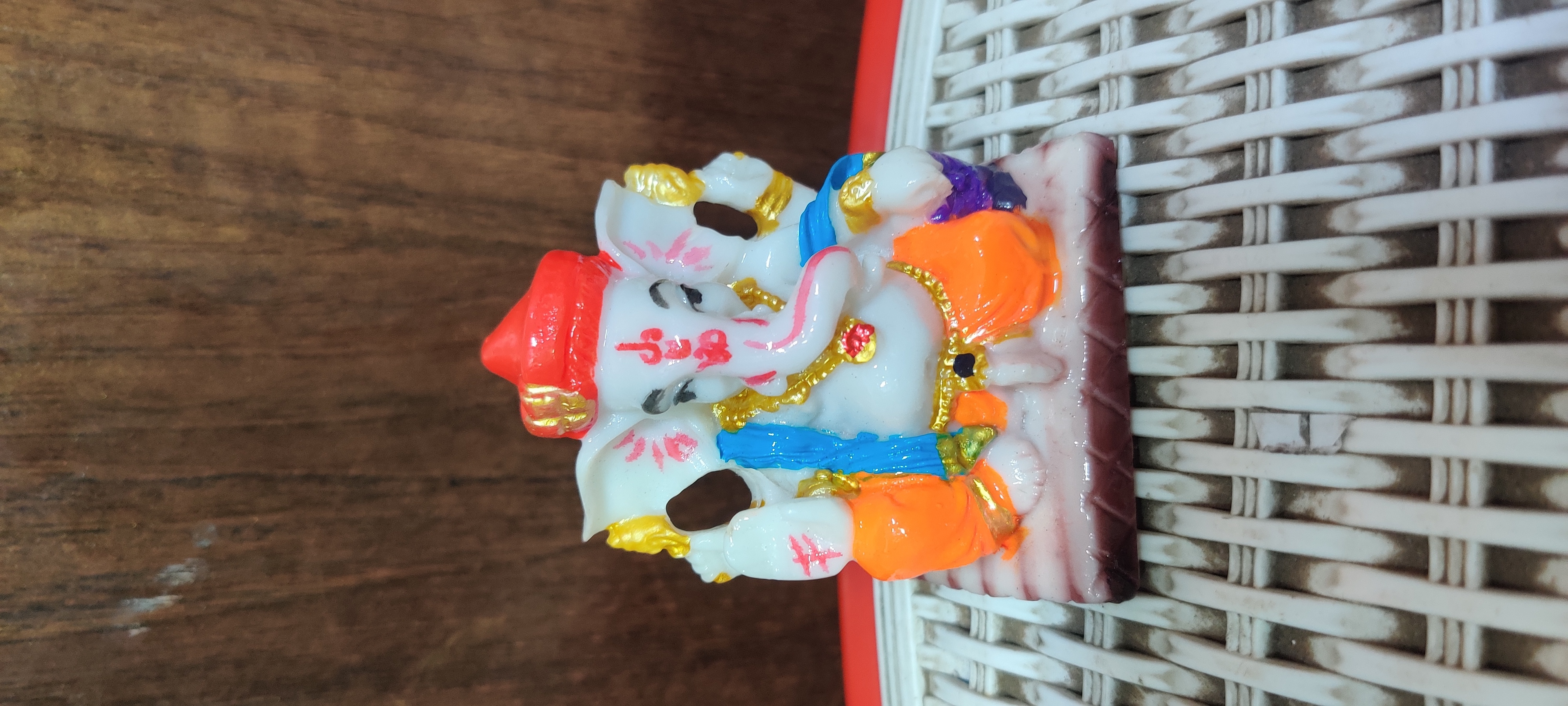 Ganesh Ji Idol - Resin Material, Small Size For Home Decor | Handmade, Religious Indian Style, Perfect For Pooja And Car Dashboard Decoration