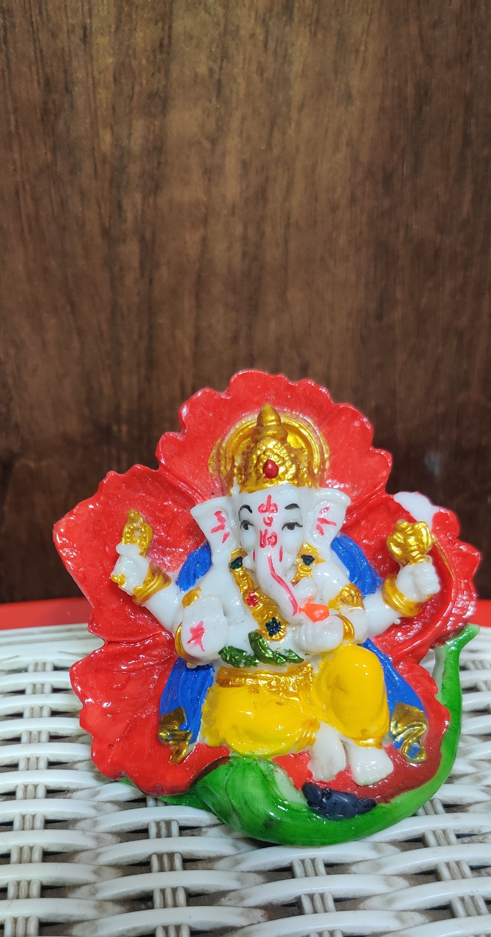 Ganesh Ji Idol - Resin Material, Small Size For Home Decor | Handmade, Religious Indian Style, Perfect For Pooja And Car Dashboard Decoration