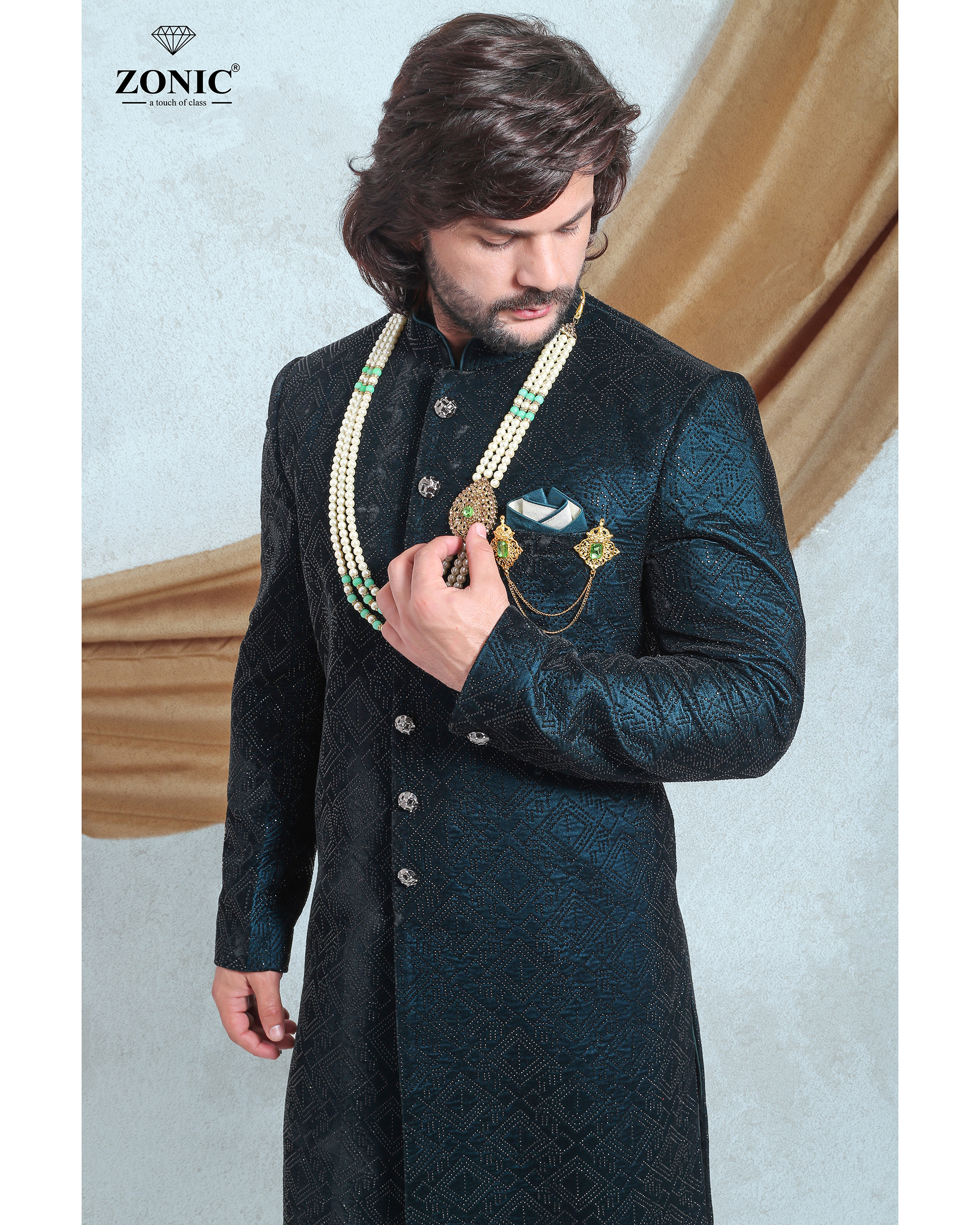 Indo Western Suit - Woolen Velvet, 4 Color Embroidered Design | Long Sleeve For Men, Our Logo Embroidery, Perfect For Winter Wear