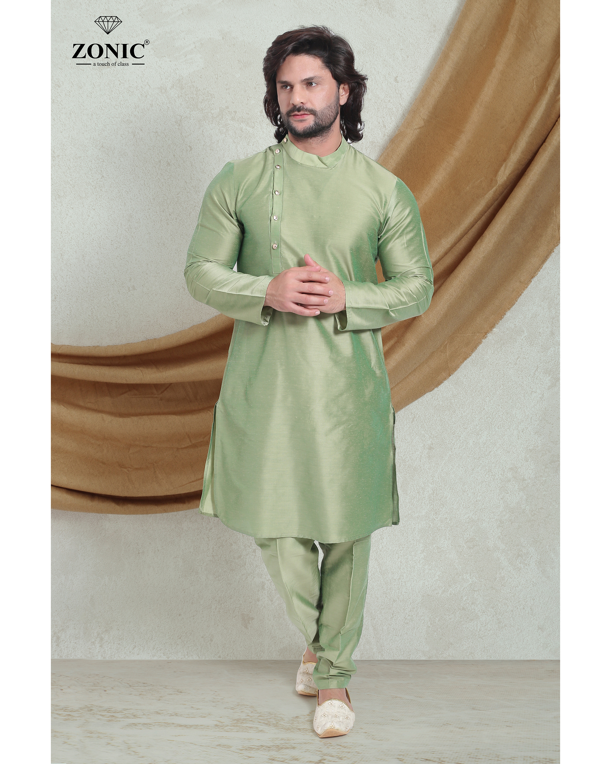 Indo Western - Polyester Sherwani, Xl Size, Embroidered Organza In 5 Best Colors | Full Sleeves & Long Sleeve Design For Men, Dry Clean Only, Badge Logo, Pleat Technics, Ideal For Winter Wear, Ages 18 To 40