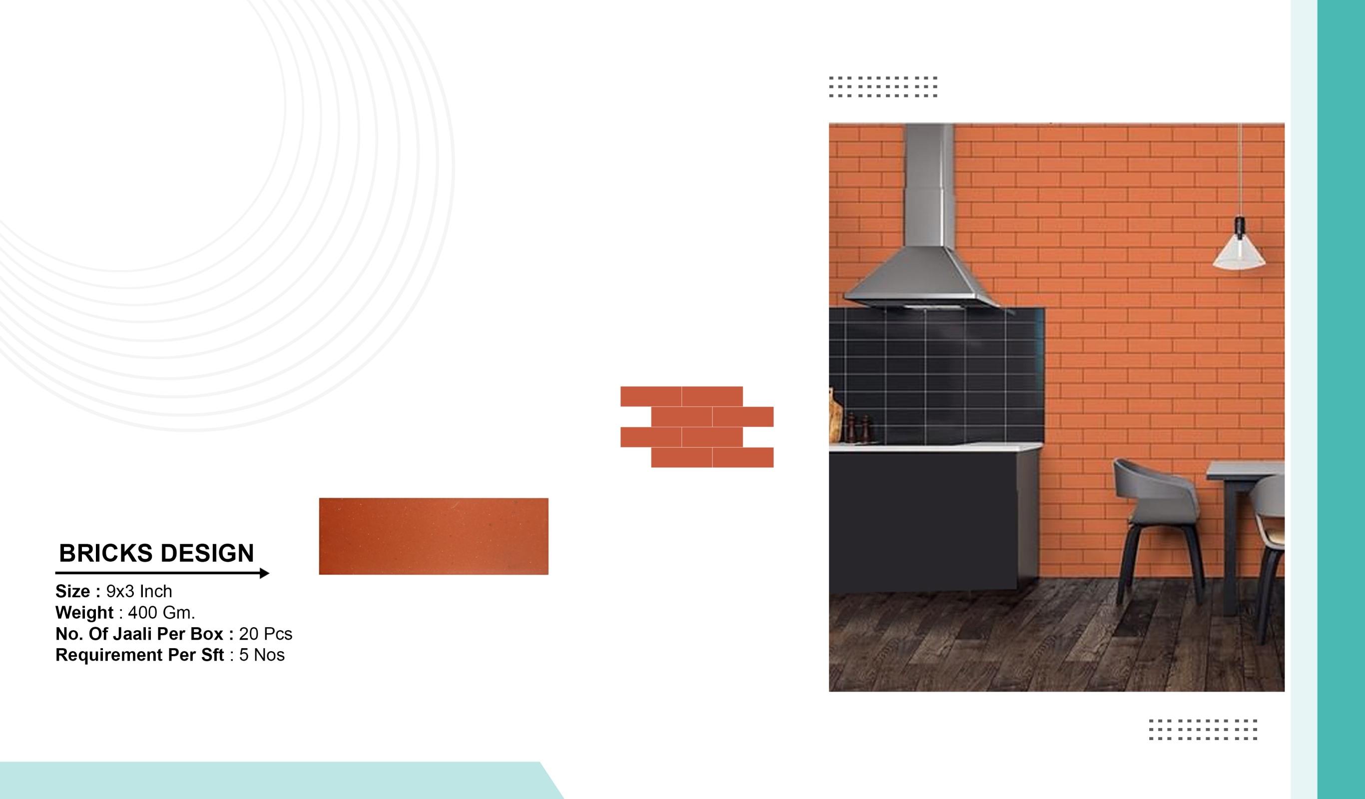 9x3 Wall Teracotta Clay Tiles - 9x3 Inch, 1.5 Kg | Natural Sunlight, Natural Ventilation, Low Maintenance, 20 Year Durability, Fire Resistant, Termite Free, 100% Eco Friendly