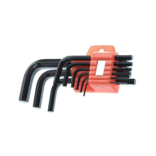 प्लास्टिक होल्डर के साथ ब्लैक 9 पीस हेक्स शॉर्ट एलन की सेट