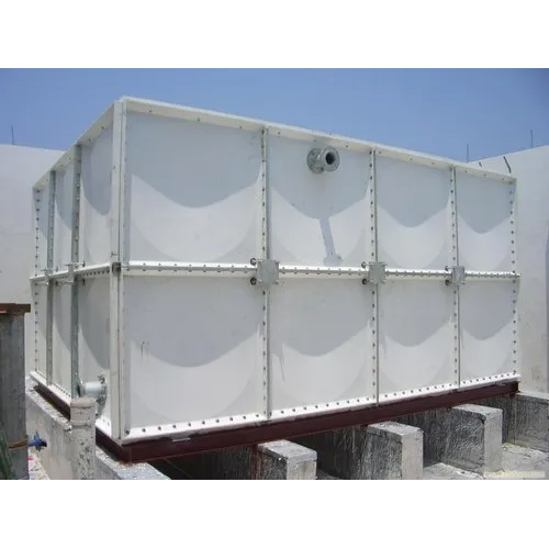 GRP Water Storage Tank - GRP Material, 2000-5000 Liter Capacity, Rectangular Shape, Horizontal Orientation, White Color, Ideal for Industrial Use