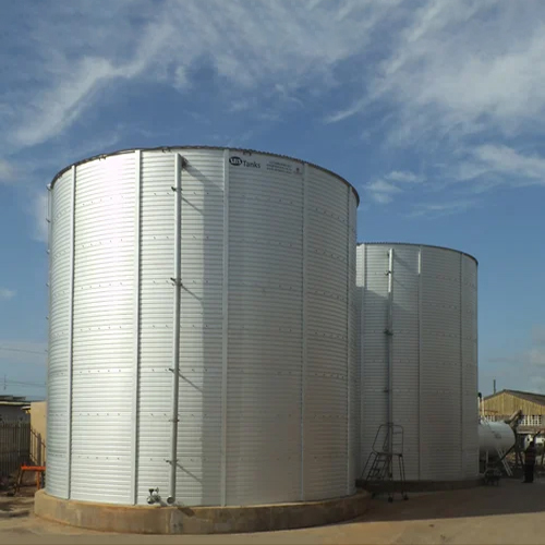 Cylindrical Shape Zinc Aluminum Tank - 10 to 100000 L Capacity, Silver Color, Vertical Orientation, Rust-Resistant, Durable Water Storage Solution