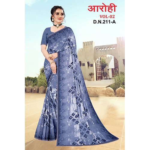 Multicolor Ladies Blue Saree