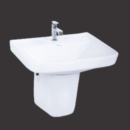 White Classic Half Pedestal Wash Basin Set