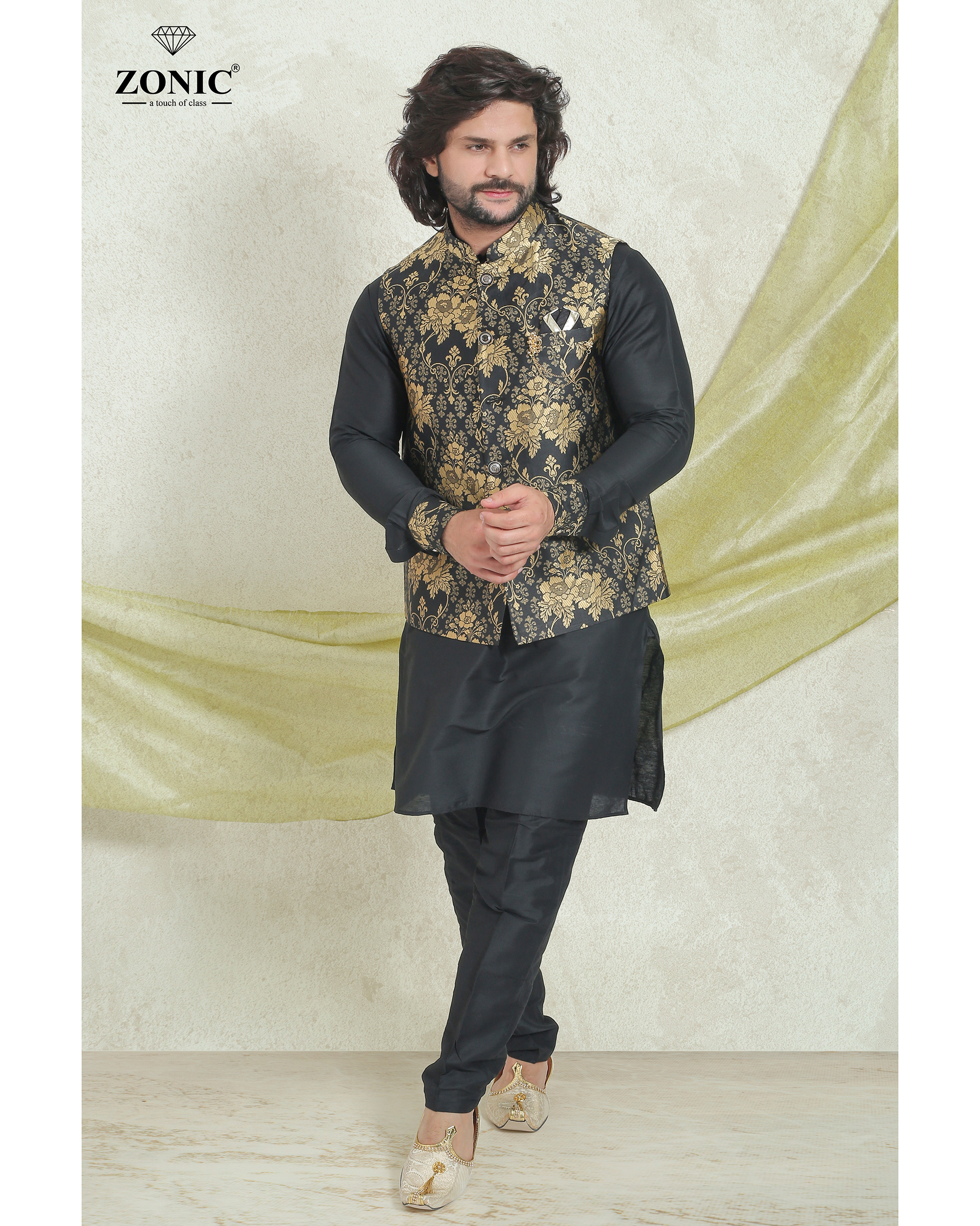 Kurta Pajama Koti - Polyester Material, Long Sleeves, 5 Vibrant Colors | Embroidered Closure, Printed Pattern, Ideal For All Seasons