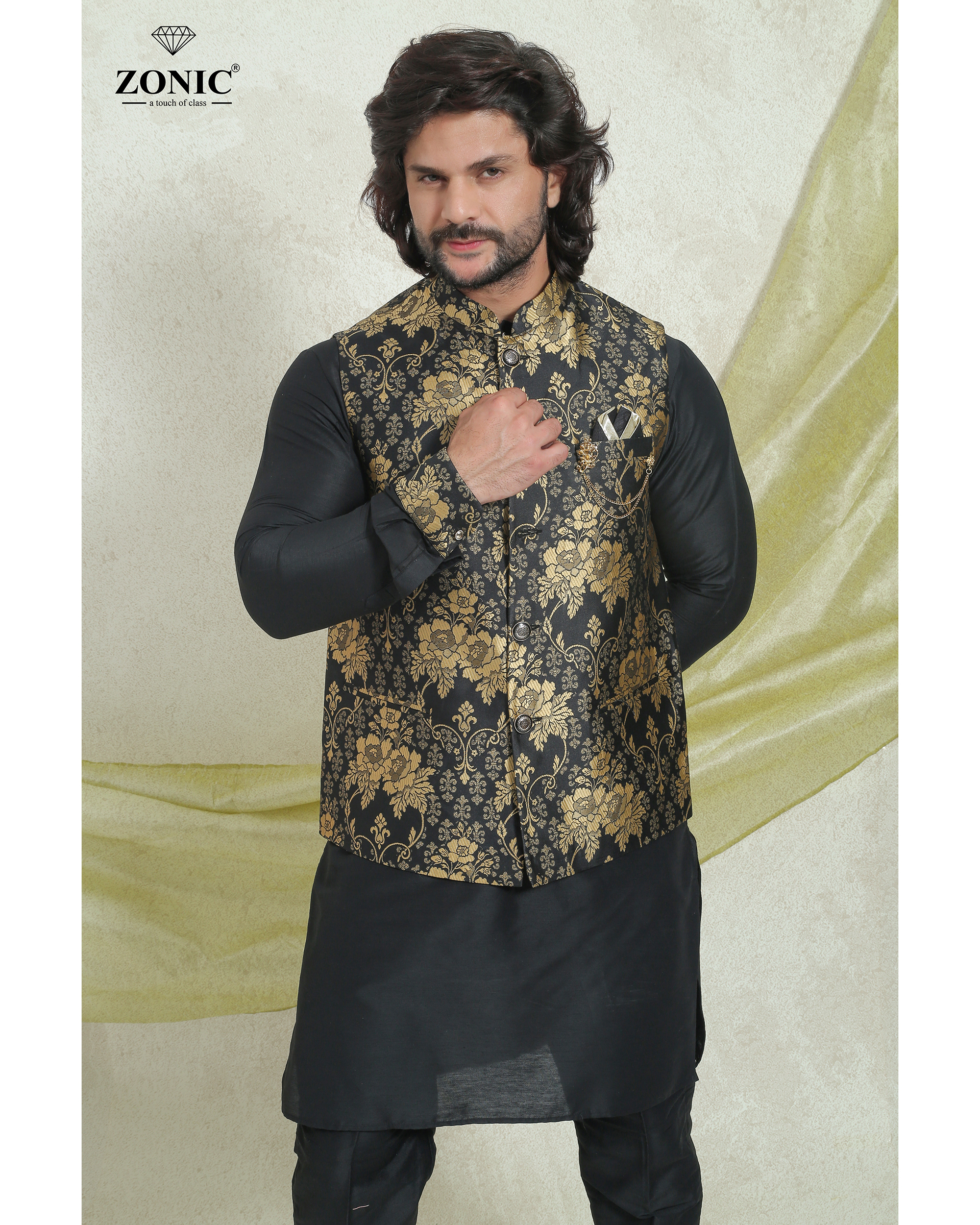 Kurta Pajama Koti - Polyester Material, Long Sleeves, 5 Vibrant Colors | Embroidered Closure, Printed Pattern, Ideal For All Seasons