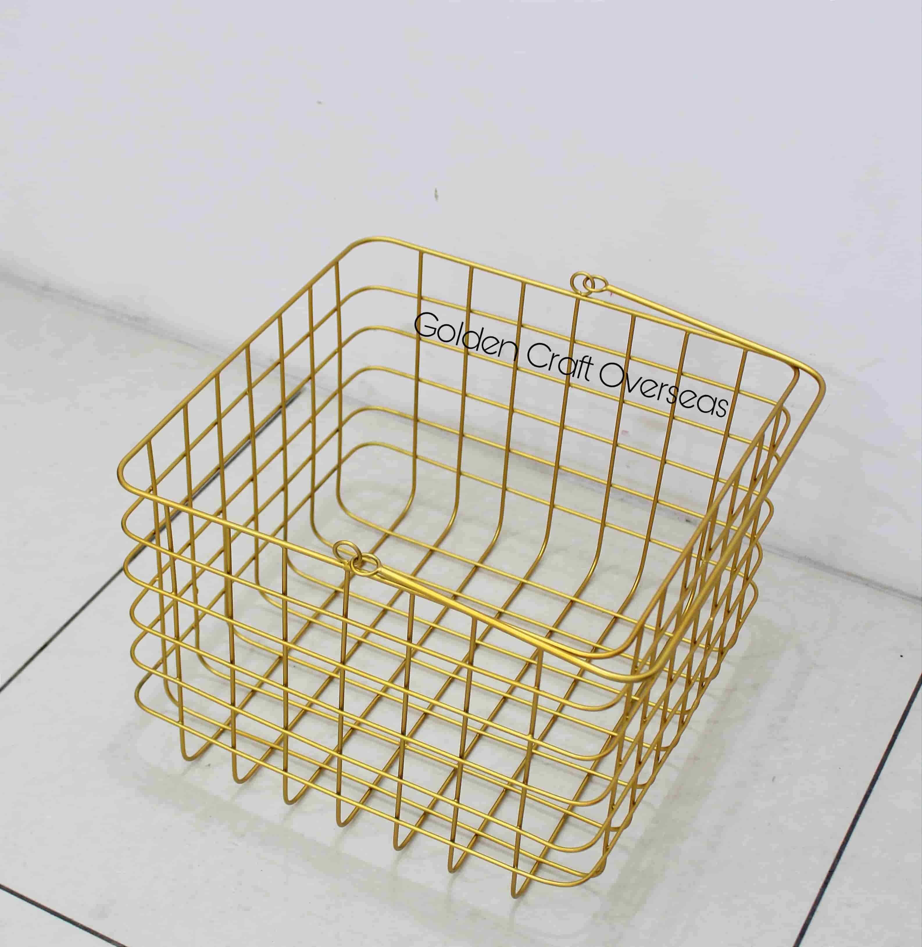 Elegant Basket With Handle In Gold For Multi Purpose Use - Feature: Powder Coated