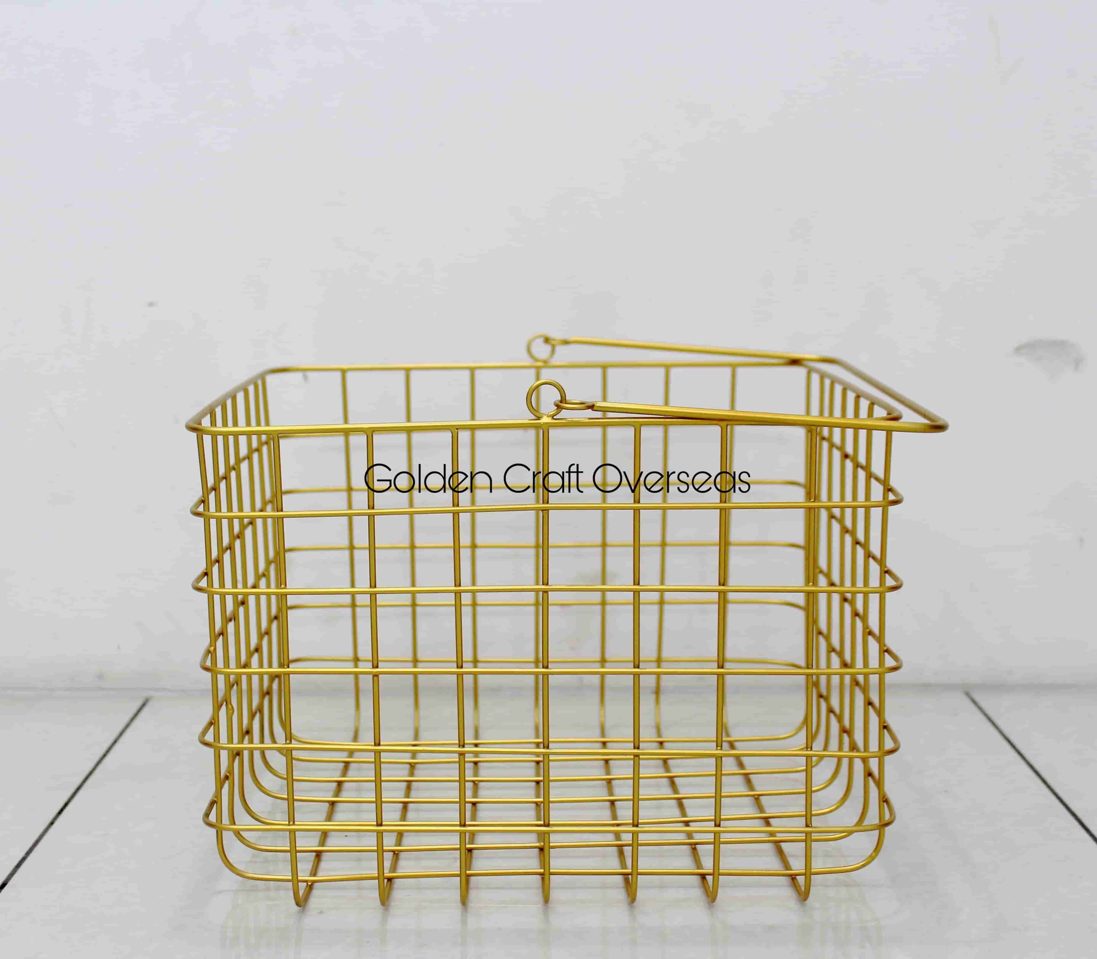 Elegant Basket With Handle In Gold For Multi Purpose Use - Feature: Powder Coated
