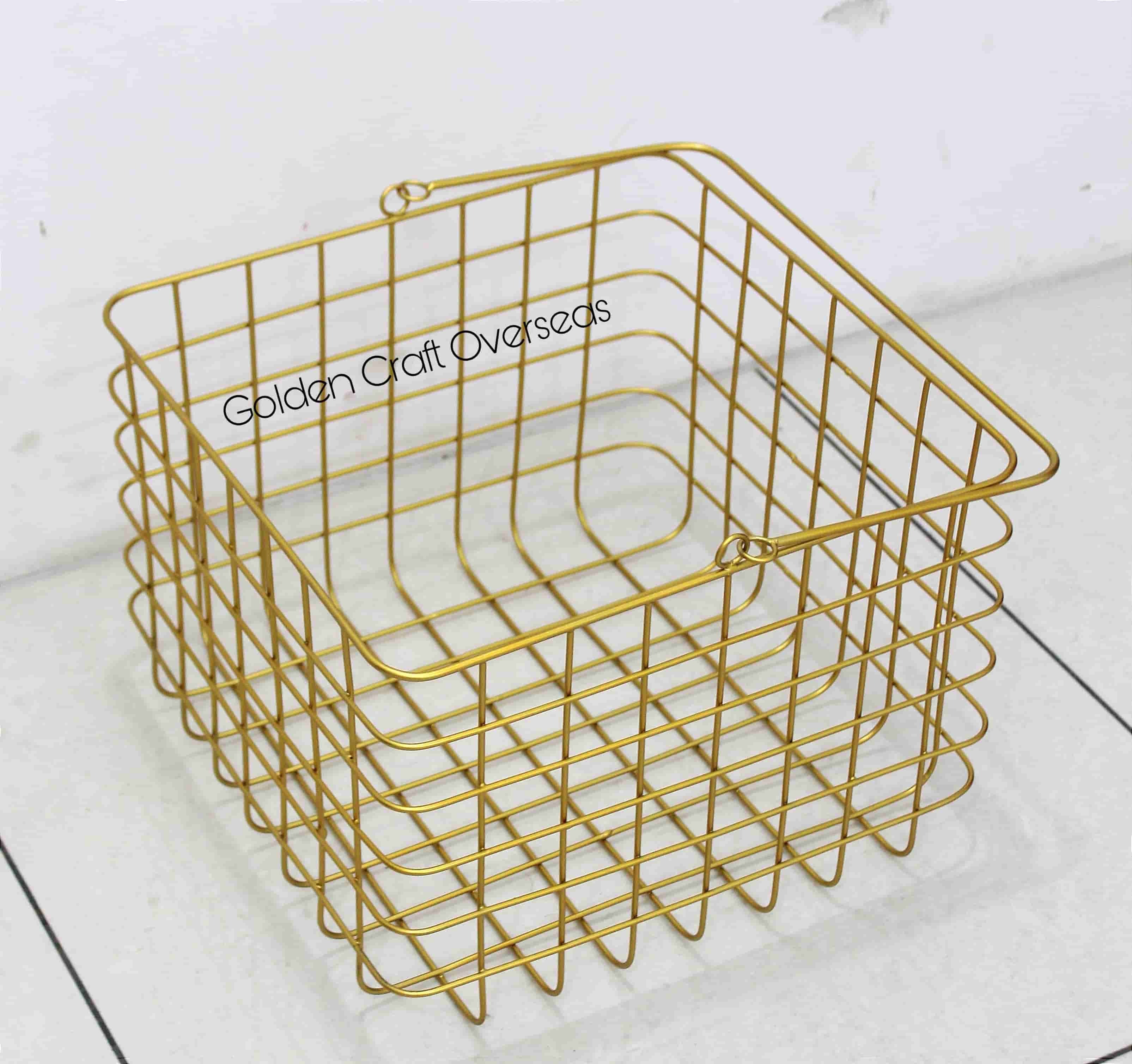 Elegant Basket With Handle In Gold For Multi Purpose Use - Feature: Powder Coated