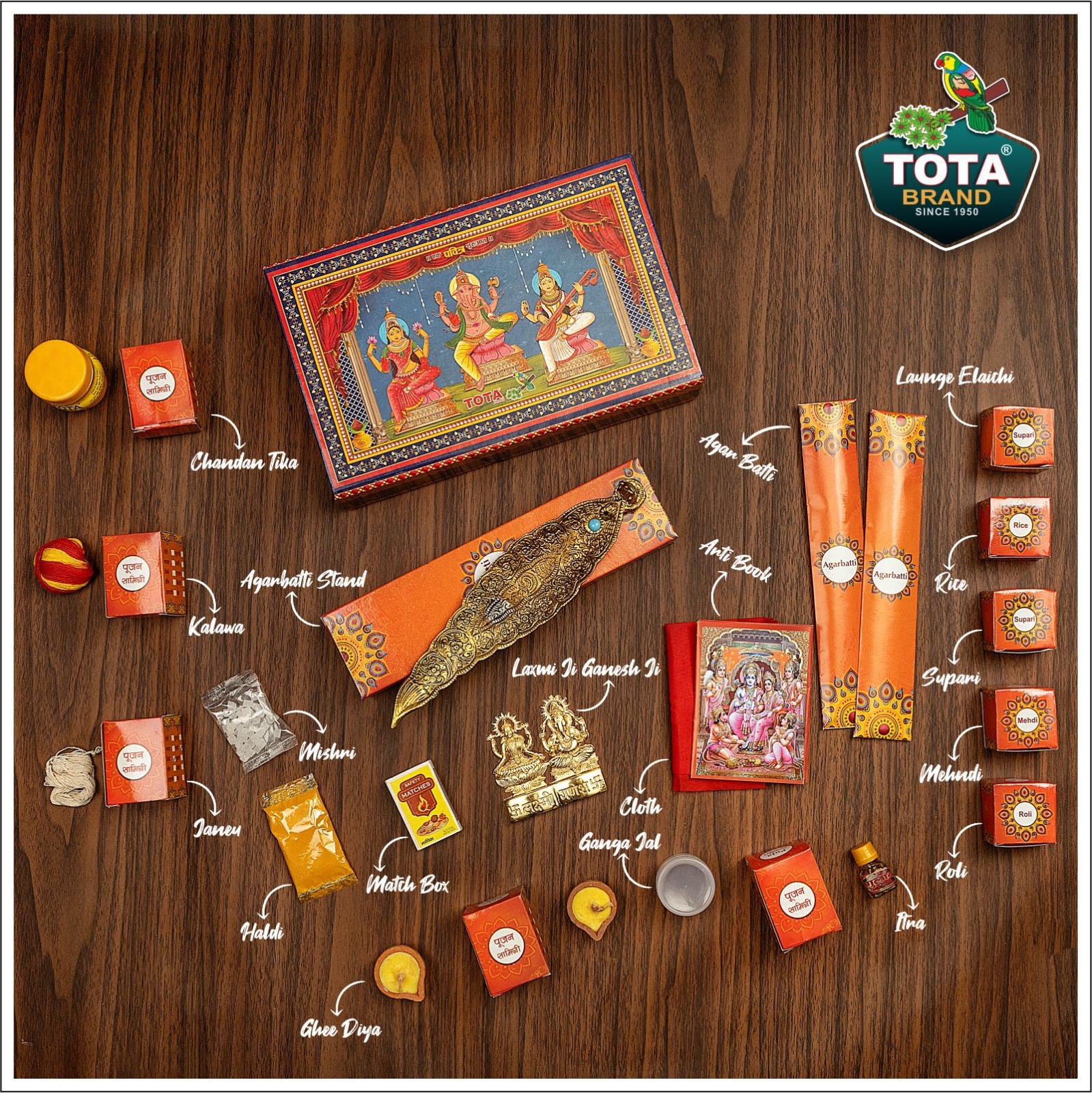 Diwali Pooja Gift Box - Medium Size, Vibrant Red Color | Eco-friendly, Non-toxic Materials, Inspired By Indian Regional Designs, Hinduism Theme