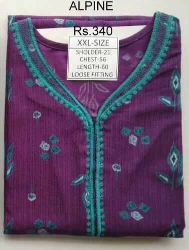 ALPINE MATERIAL A-LINE NIGHTY - Cotton Blend, XXL Size (Bust: 54 in, Length: 60 in) | Short Sleeves, Embroidered Pattern, Perfect for All Seasons