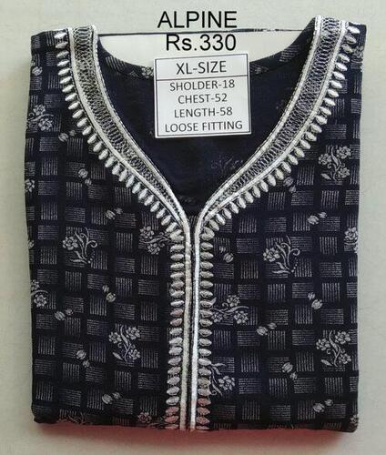 LADIES EMBROIDERY NIGHTY 11XL ALPINE - Cotton, XL Size (Bust: 54 in, Length: 58 in) | Loose Fit, Short Sleeves, Embroidered Pattern, Perfect for All Seasons
