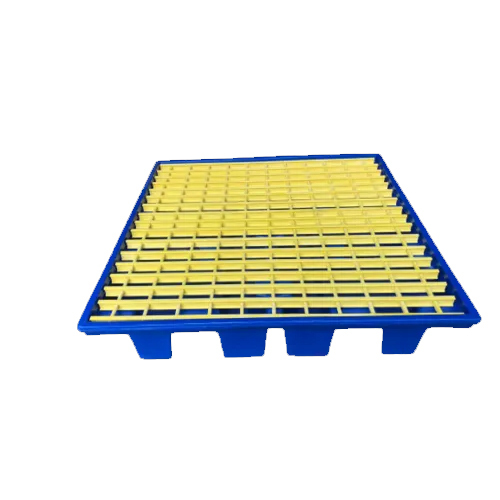 Spillage Pallet - Plastic, 1300x1300x200 mm | Blue & Yellow, 2-Way Entry, 175 L Capacity, 1500 kg Static Load, Mesh Style