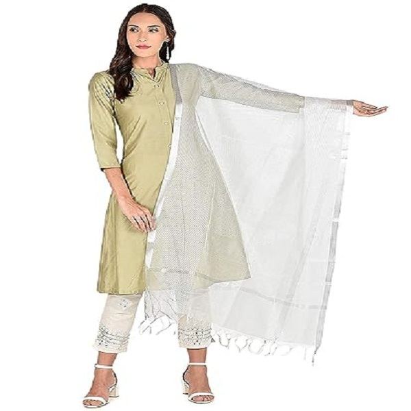 Fancy Dupatta - Cotton, 2.5 Meters, Red | Tie And Dye Pattern, 100 Grams, Hand Washable, Includes Fringe