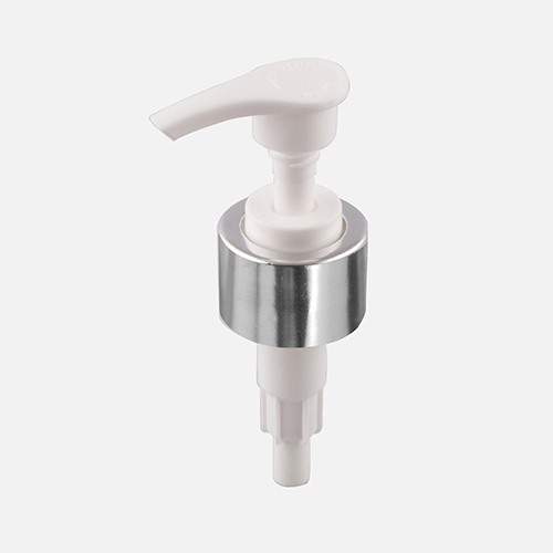 White Regular Lotion Pump With Screw Lock - Plastic, 24/410 Size, White Color | Rigid Design, Ergonomic Use, 8ml Capacity, Secure Screw Lock