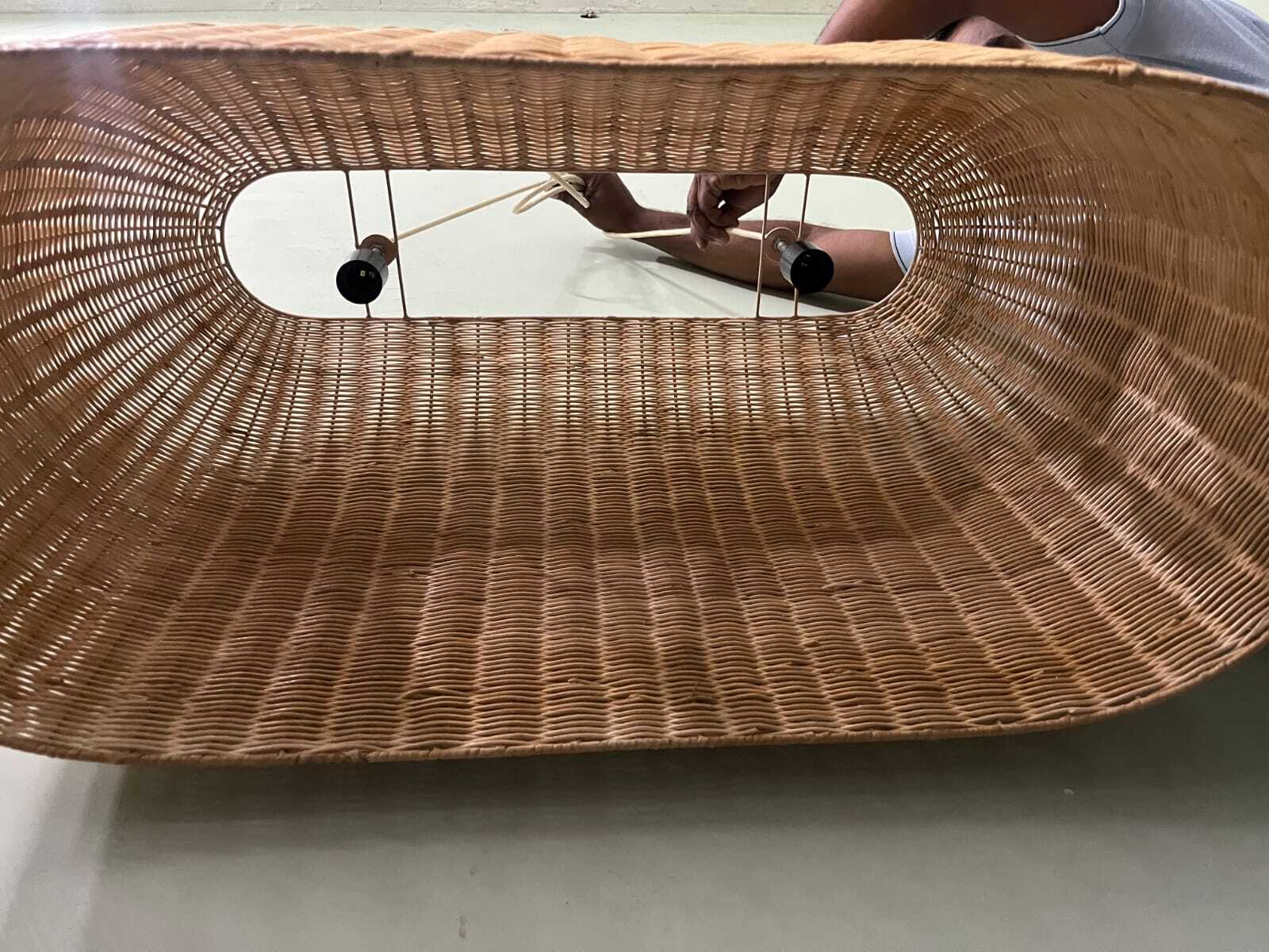 Natural Rattan Lamp Shade - L22 W12 H14 Cm, Brown Square Design | Hand Painted, Energy Saving Watt Source