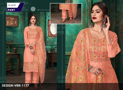 Modal Chanderi Designer 3PC Set - Top Up to 44 Inch, Bottom Up to 38 Inch, Dupatta 2.20 Meter | Heavy Sequence Embroidery, Breathable & Washable