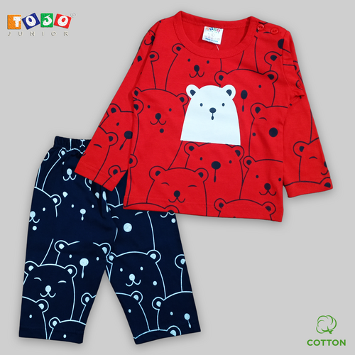 Baby Wear Full Sleeve Suit - Cotton, 801m/l/xl 6pcs | Cool Dry, Non Toxic, Plus Size, Washable, Trendy Printed Design for Boys