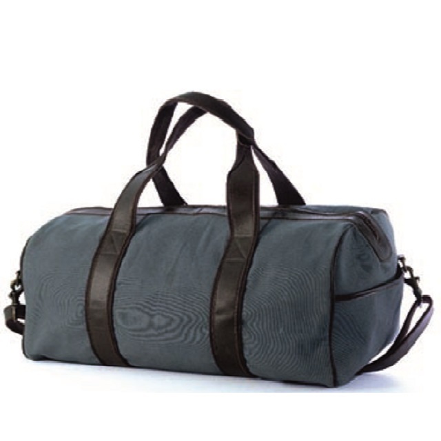 Leather Duffle Bag - Color: Blue And Brown