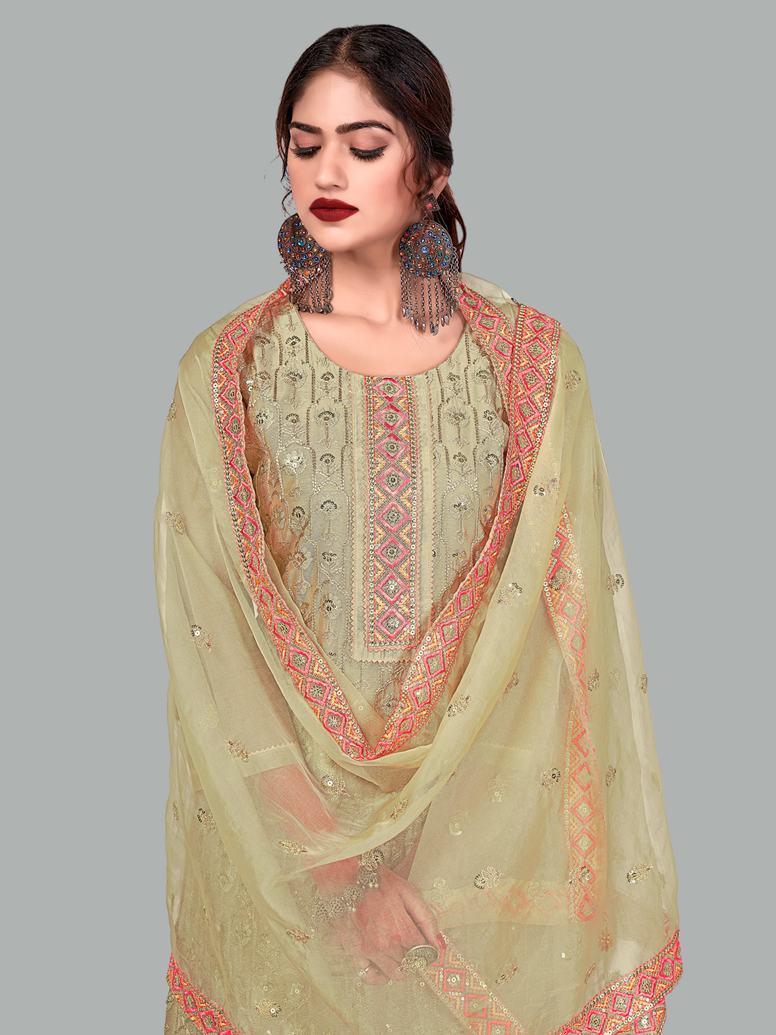Beige Modal Chanderi Salwar Suits