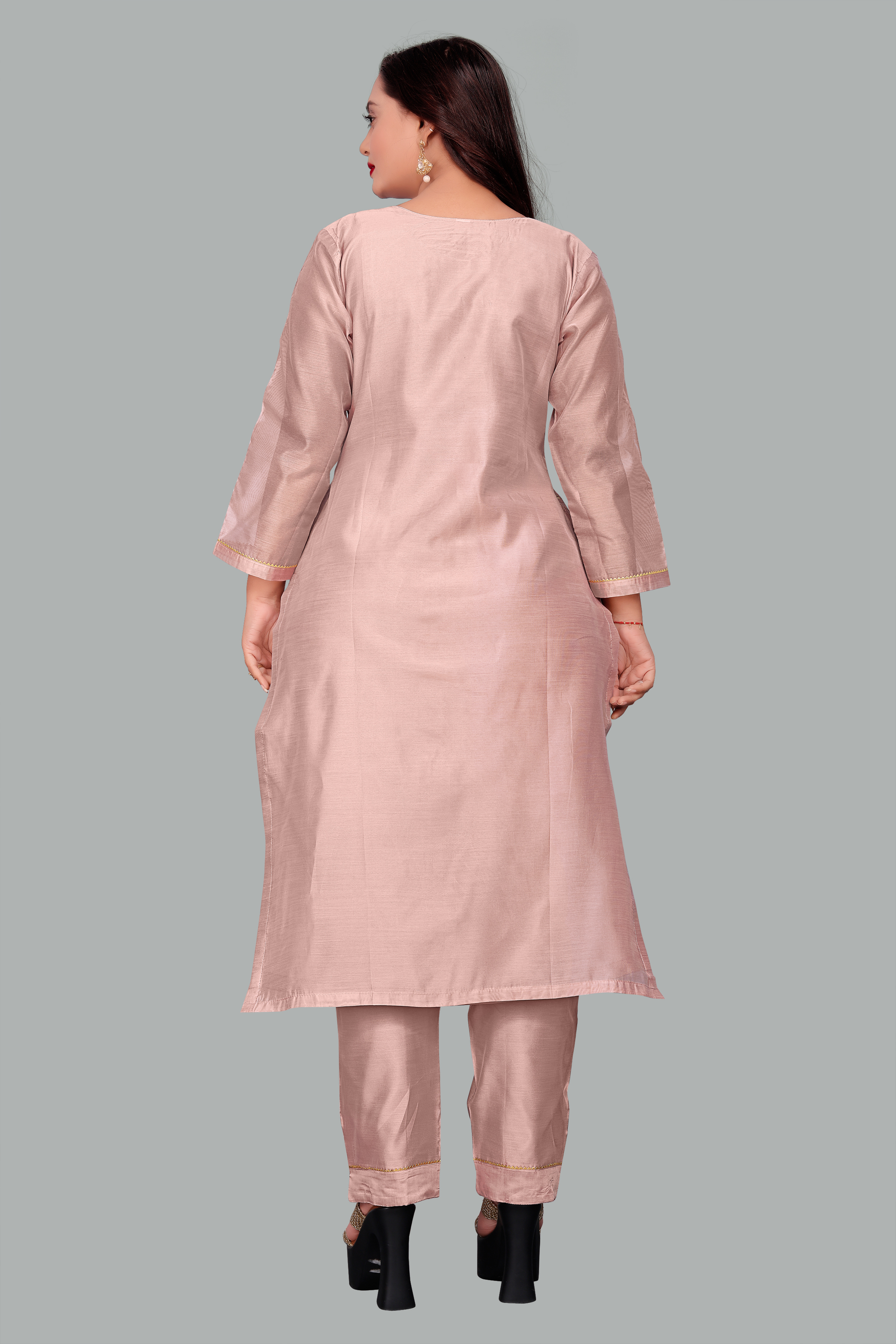 Lavender Designer Chanderi Stitched Suit