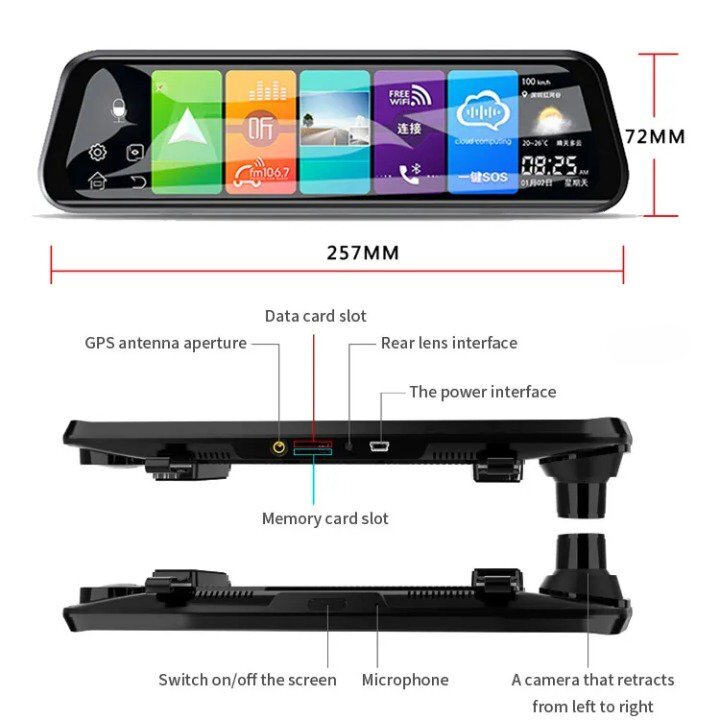 Axel Guard 10inch Android Dual Lens Car Dash Cam 4g Vehicle Camera System