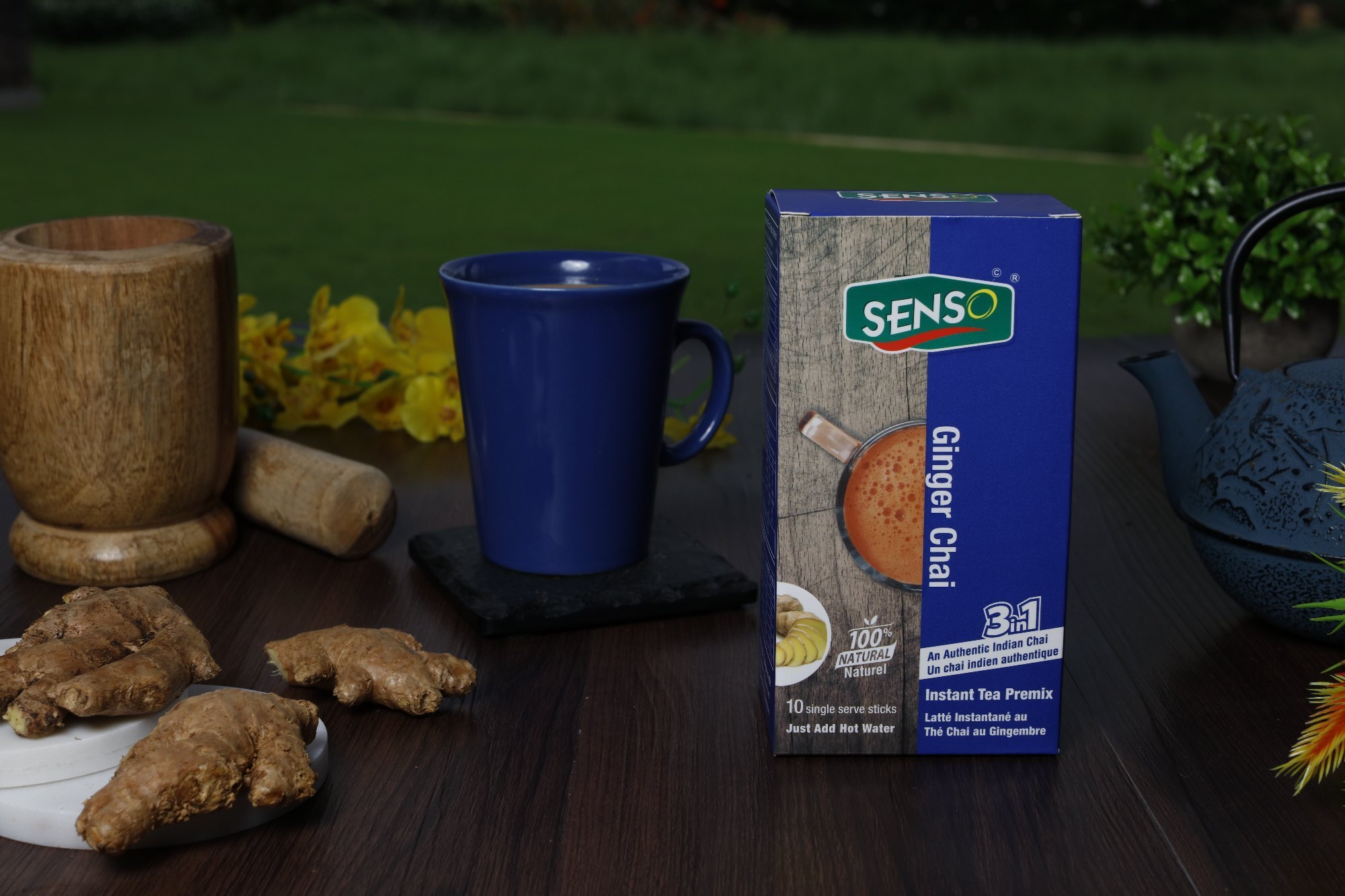 Ginger Tea Premix Sachets - 16g Powdered Blend | Natural Ingredients, Gluten-free, Solvent Extracted, Instant Ginger Chai Experience