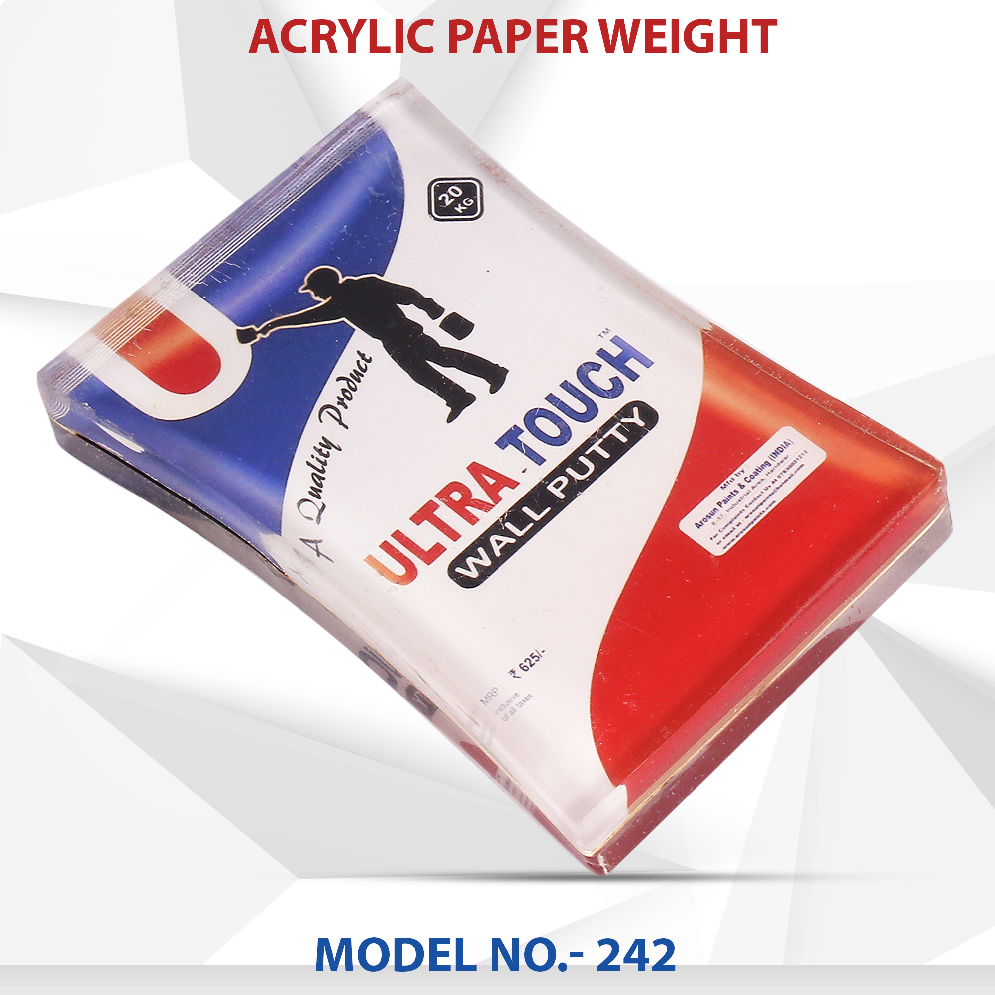 Acrylic Paper Weight - Standard Size | Durable And Stylish Office Accessory