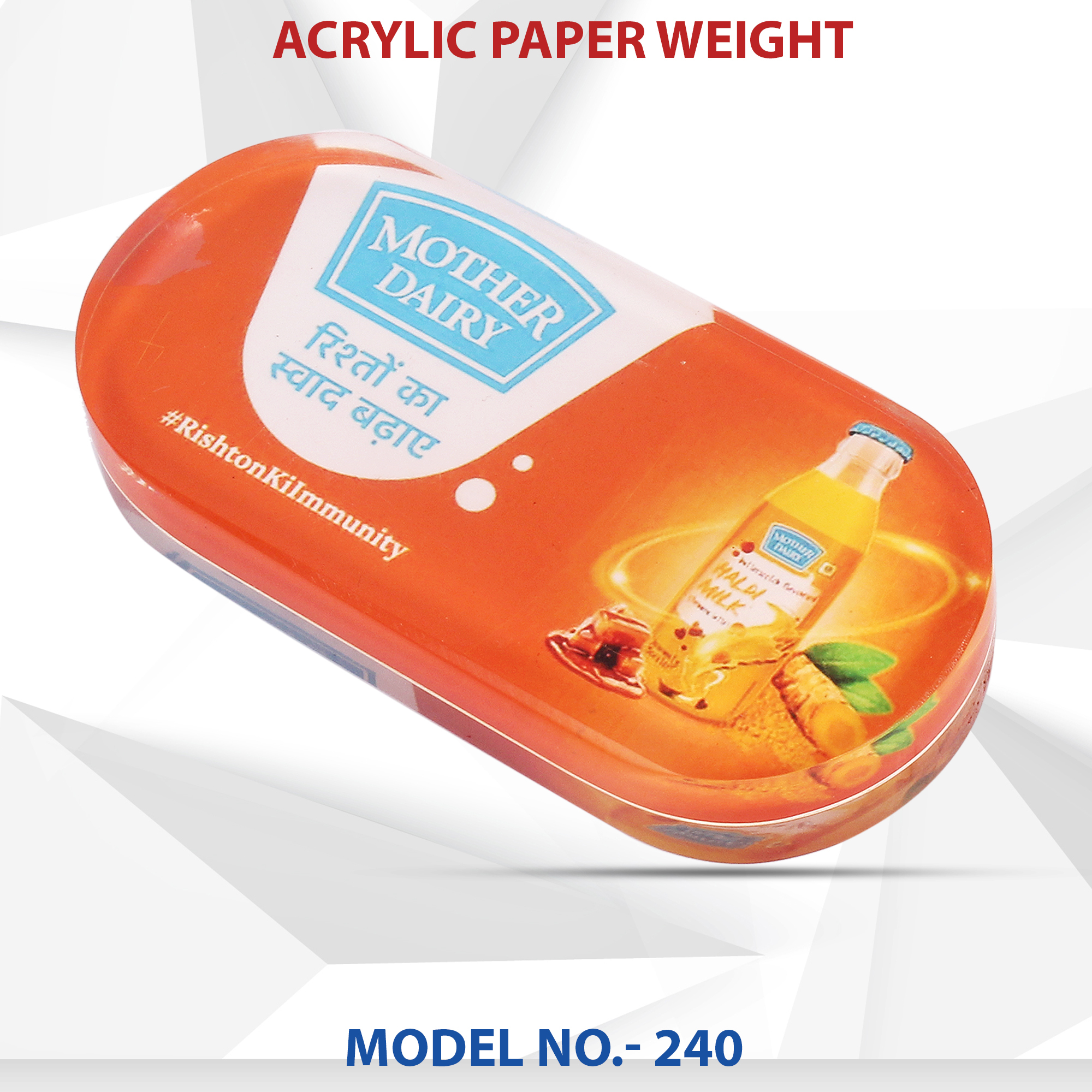 Acrylic Paper Weight - Standard Size | Durable And Stylish Office Accessory