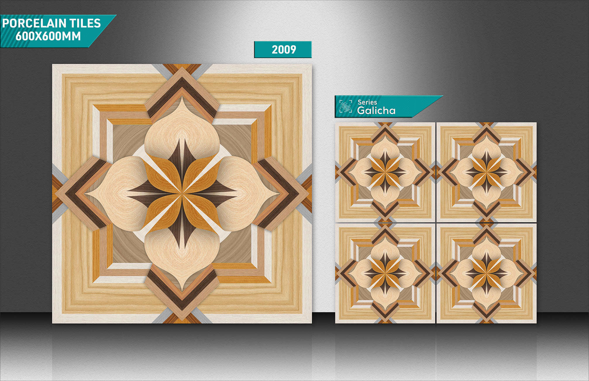 Porcelain Matt Tiles - 60x60cm, Beige & Multi-color, Stain Proof, Non-slip & Wear-resistant, Acid-resistant, 9mm Thickness