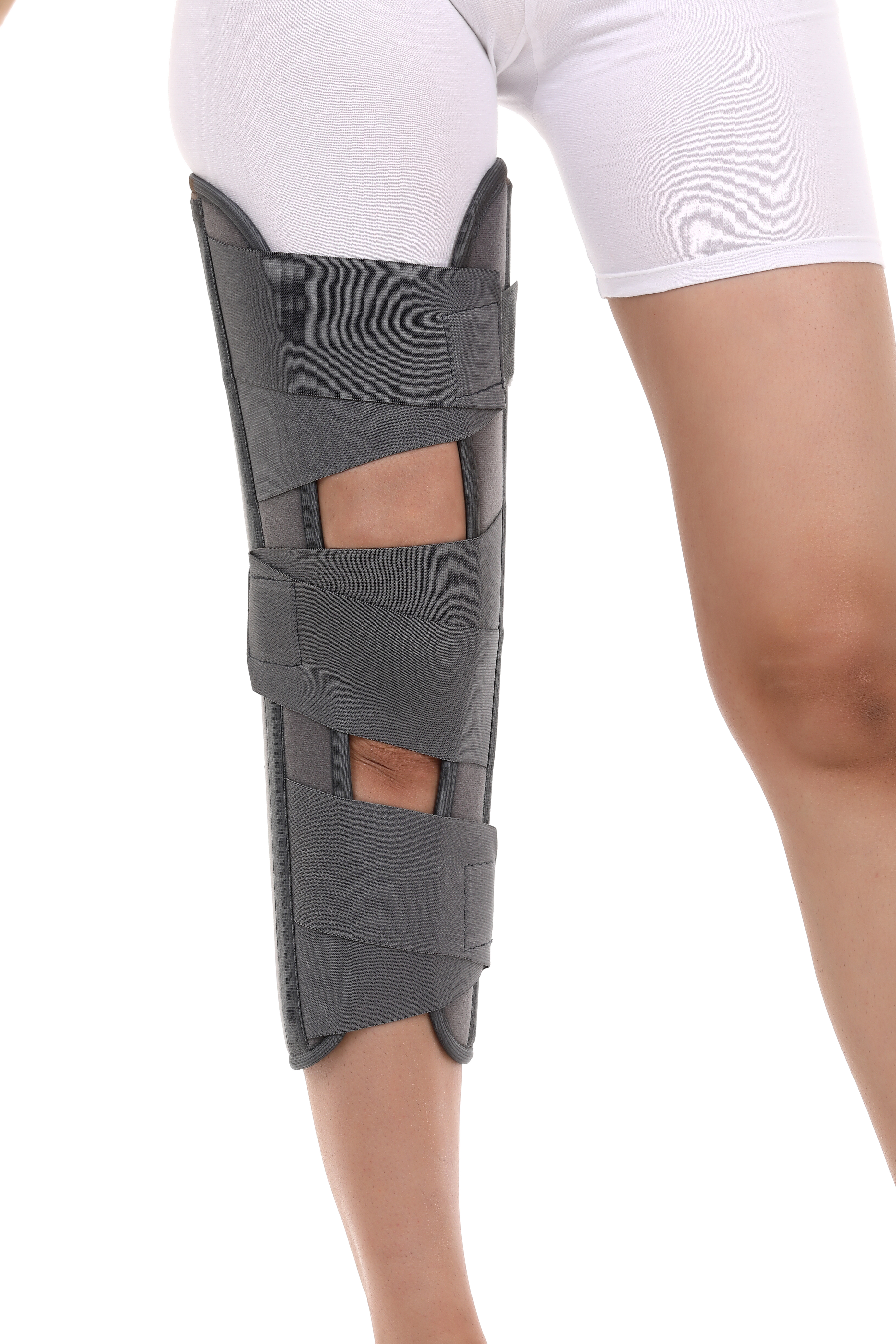 Knee Immobilizer - Polyester, Size S-m-l-xl-xxl, Grey | Provides Support To Knee, Stretchable, Manual Compression Product