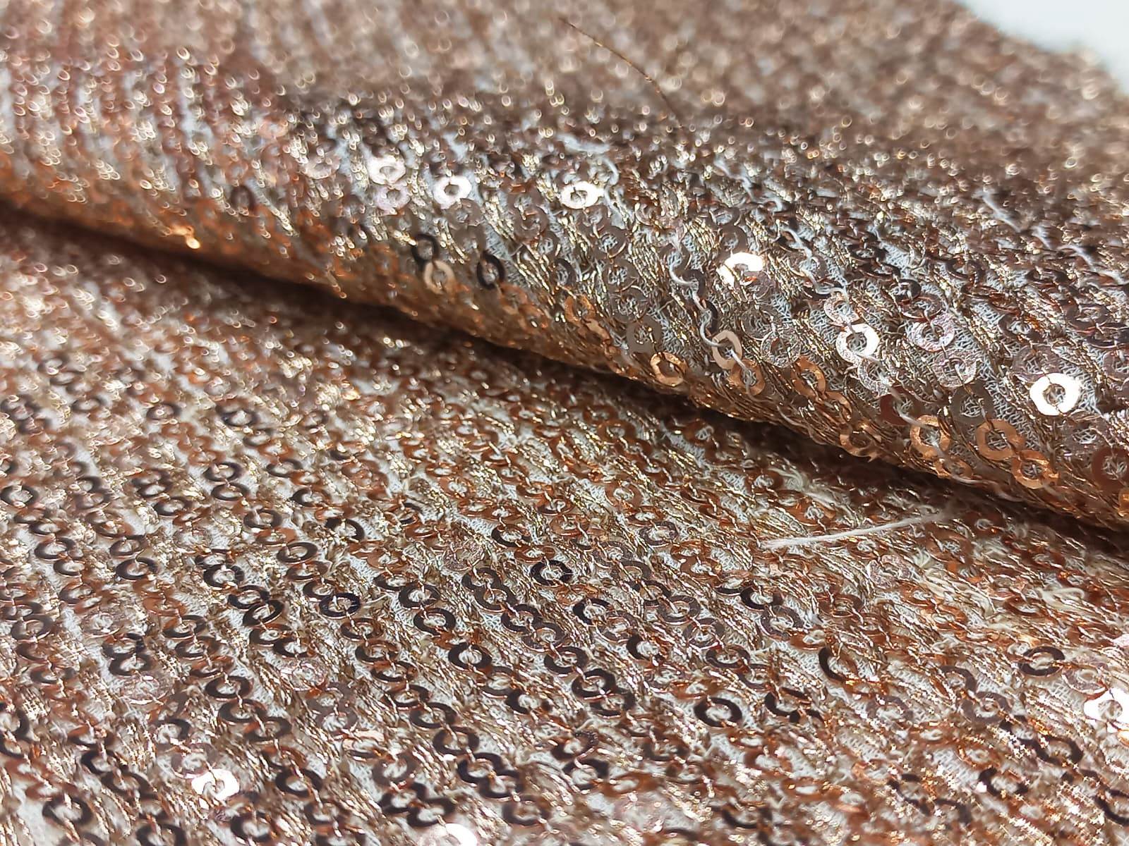 Sequins Allover Embroidered Fabric - Blend Fabric, Multicolor, Red, Green, Brown, Yellow, Silver | Machined Embroidery For Versatile Apparel Design