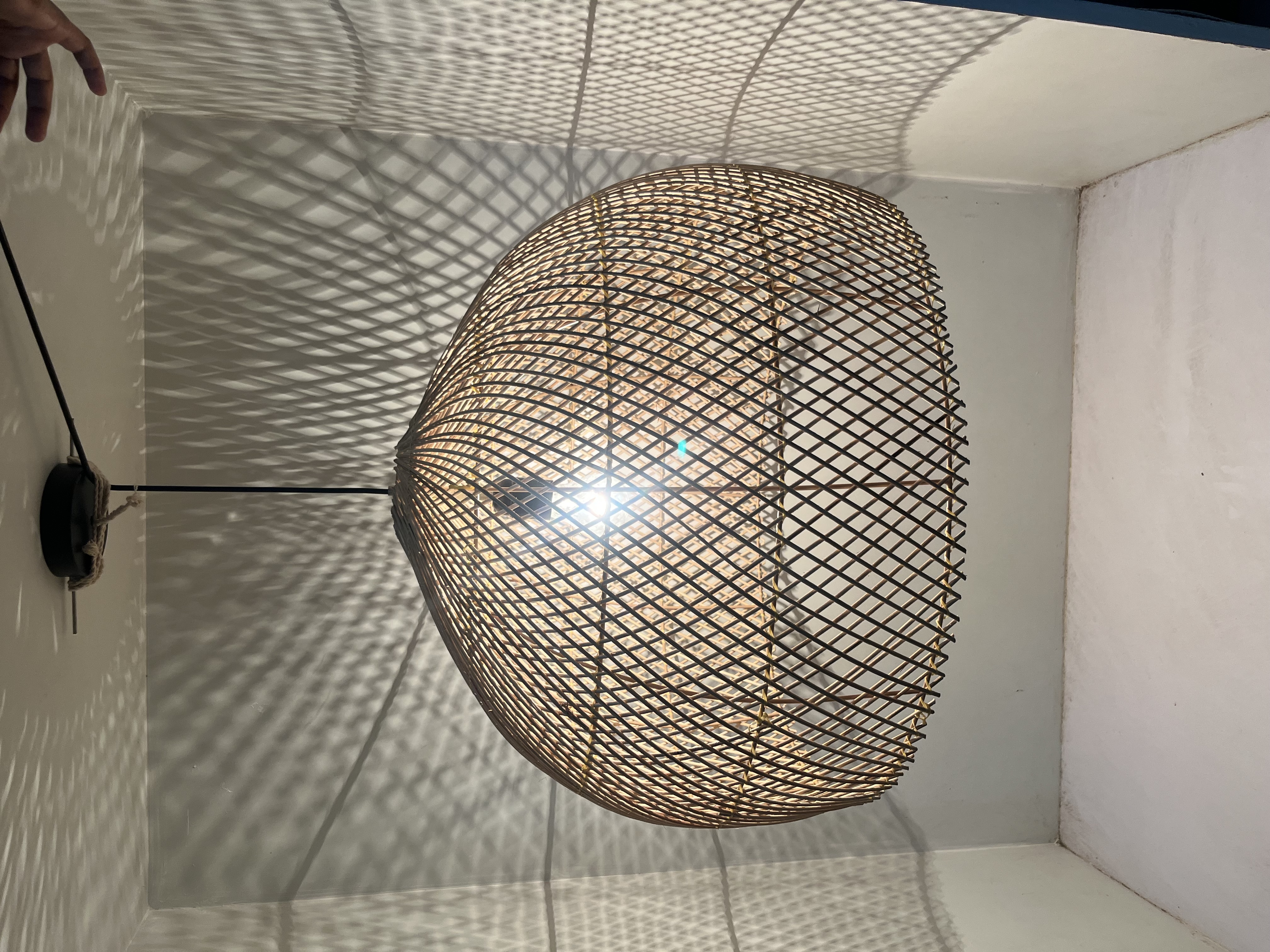 Natural Rattan Lamp Shade 3 Light Source: Energy Saving