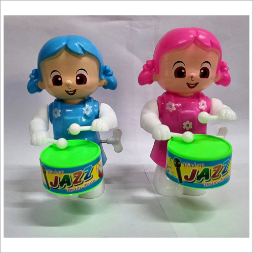 Toy Drum Girl - Plastic Material, Multi-Shape Design with Squares, Rectangles, Cubes, and Spheres | Wind Up Mechanism for Creative Play