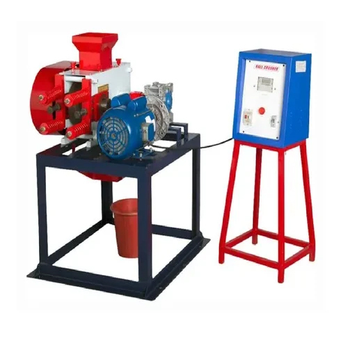 Laboratory Roll Crusher - Metal Build, 220 Volt Motor | Blue, White, Red & White, Efficient Particle Size Reduction Up To 6mm