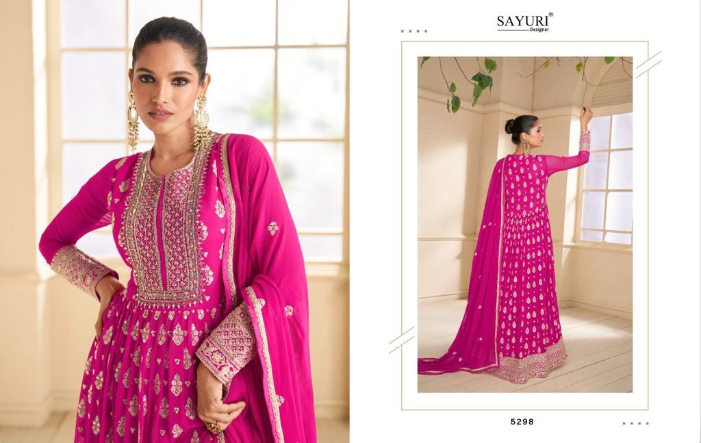 Designer Georgette Gown - Real Georgette Fabric, Xl Size, Embroidered Long Sleeve | Anti-wrinkle, Breathable, Quick Dry, Non-toxic, Dry Clean Only