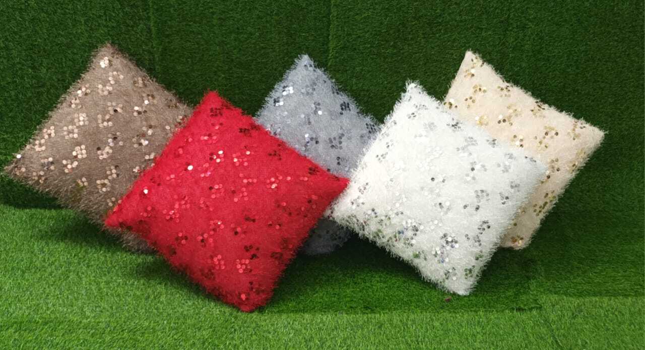 Cushion Cover - 5 Pc Set, 100% Cotton 18x18 Inches, White Color, Square Shape, Printed Pattern, Zipper Closure For Home & Chair Use