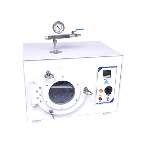Vacuum Oven - Stainless Steel, 23 Dia X 30 Depth, 12 Ltr Capacity | Microprocessor Based PID Controller, Toughened Glass Window, Aluminium Tray, Vacuum Gauge, Durable Galvanized Exterior
