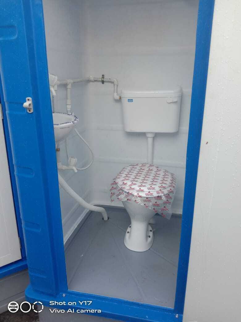 Hdpe Mobile Toilets - 3.25x3.25x7.5 Ft Blue-white | Commercial & Industrial Use, One Door