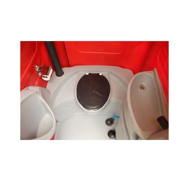 Red-grey-white Porta Clean Chemical Toilet