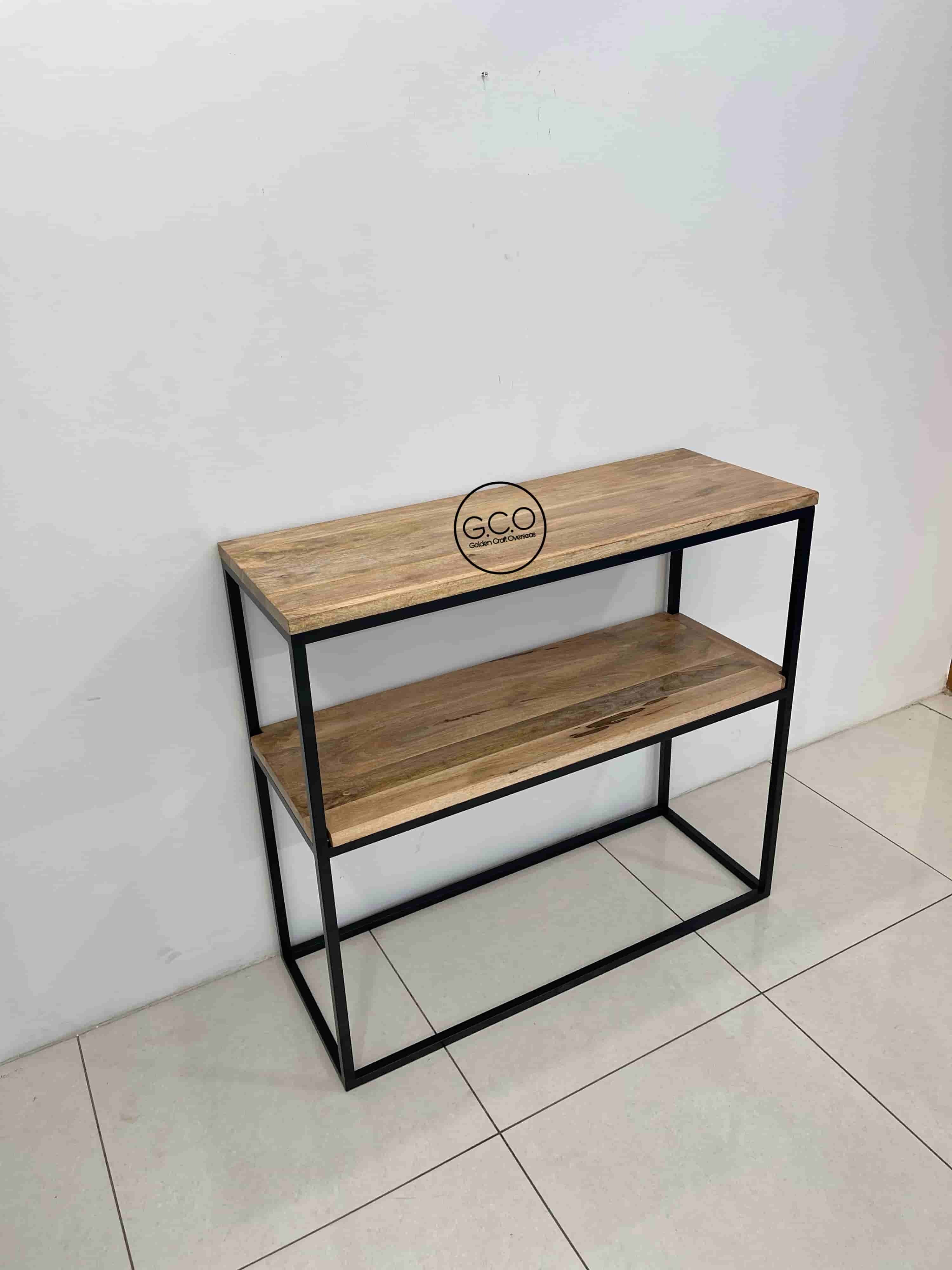 Console Table In Black With Wooden Top - Brand Name: Golden Craft Overseas