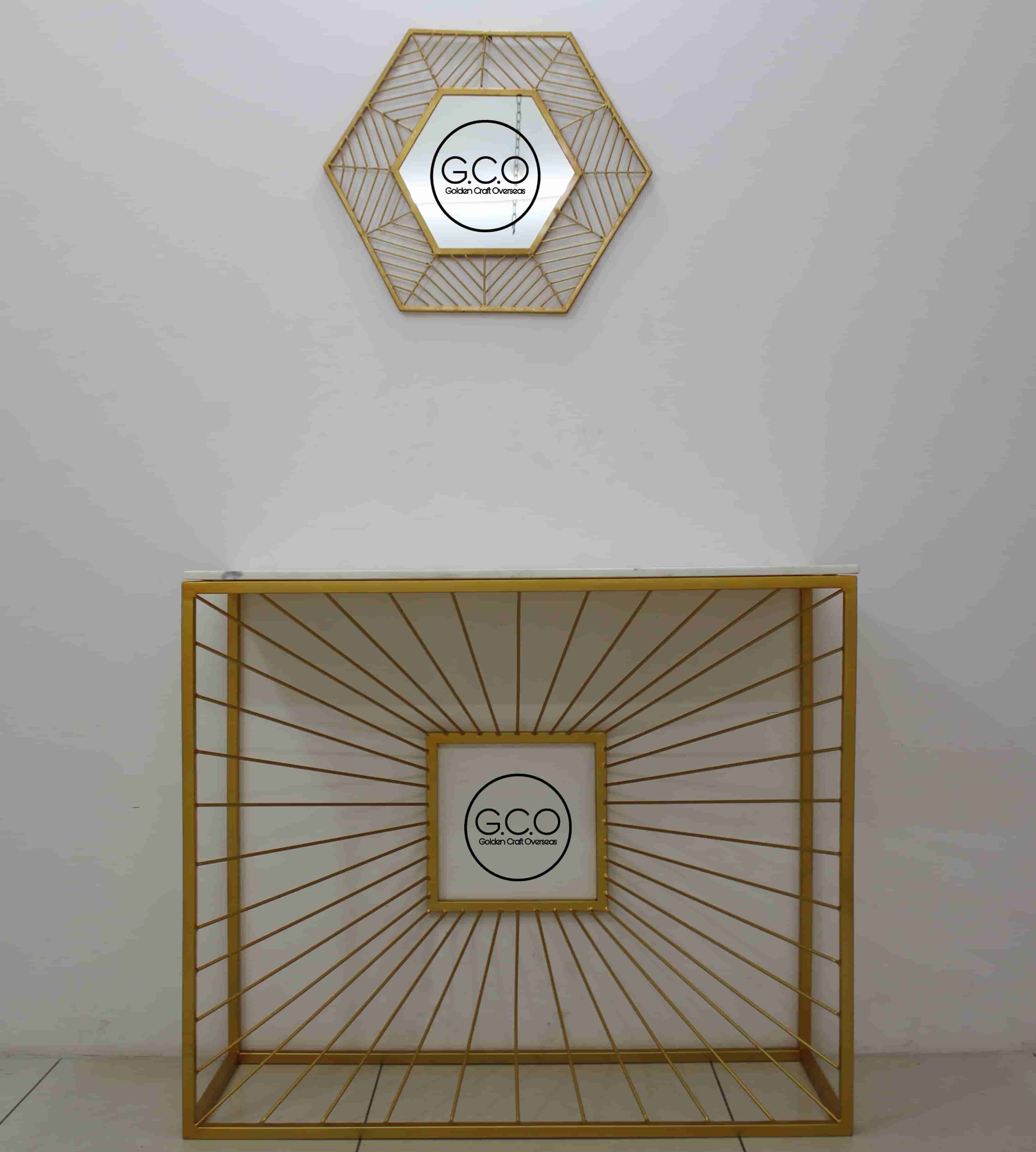 Iron Console Table With Marble Top - Brand Name: Golden Craft Overseas